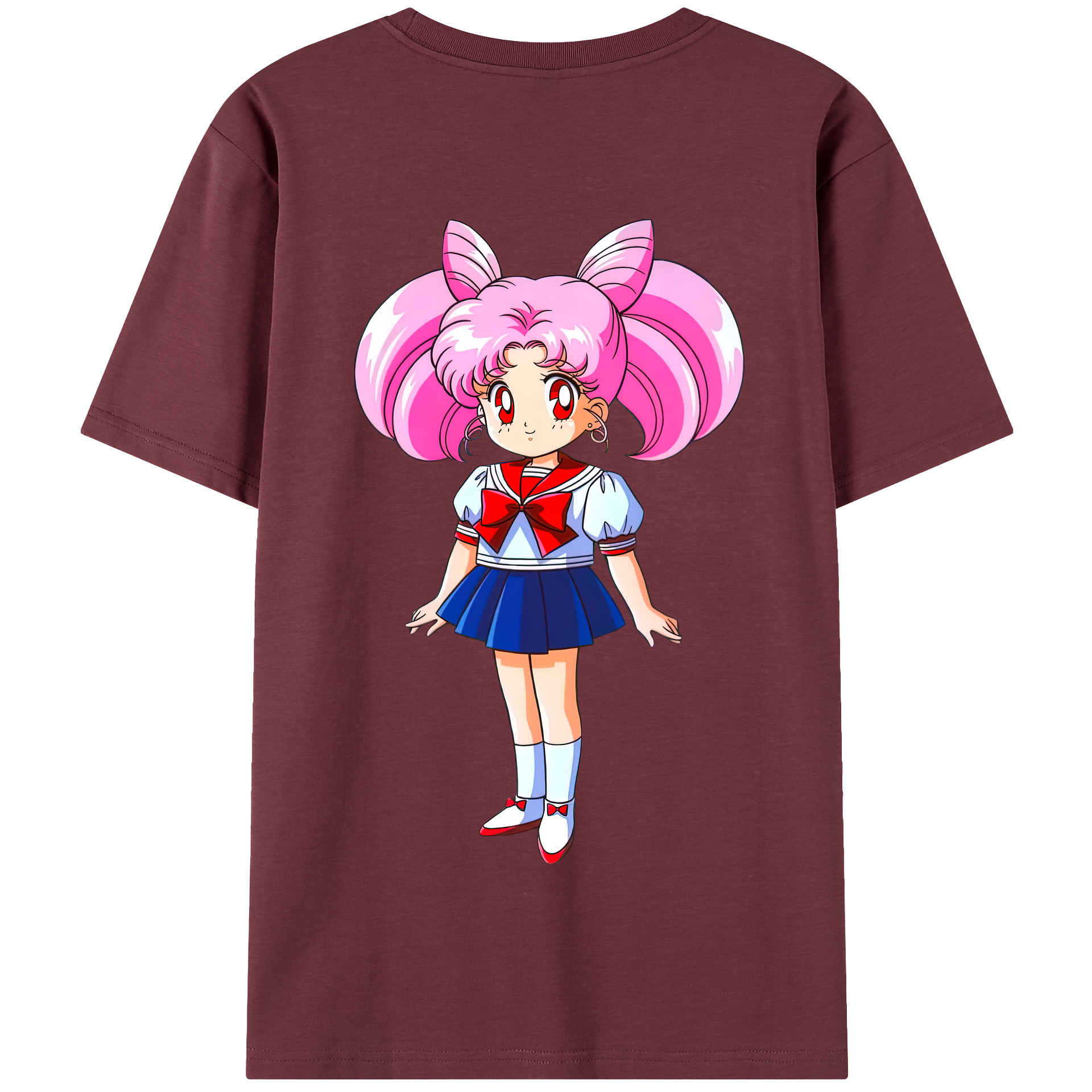 （画像用） 美少女戦士セーラームーン ちびうさ Sailor Moon Chibiusa Tsukino Usagi Small Lady Serenity 綿100％半袖Tシャツ（背面プリント）